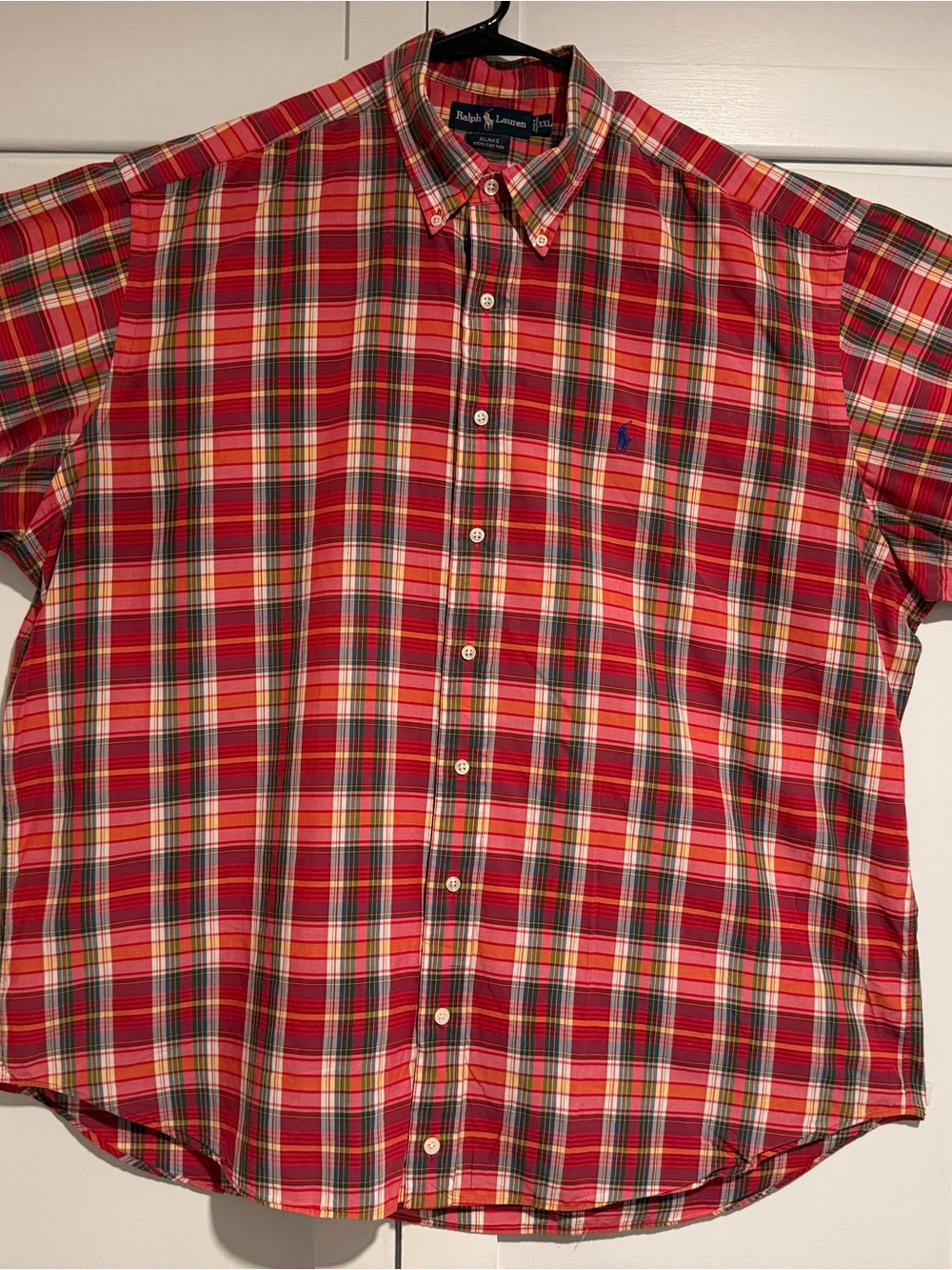 Ralph Lauren “Blake” Red Multicolor Plaid Button-Down Shirt, Size XXL